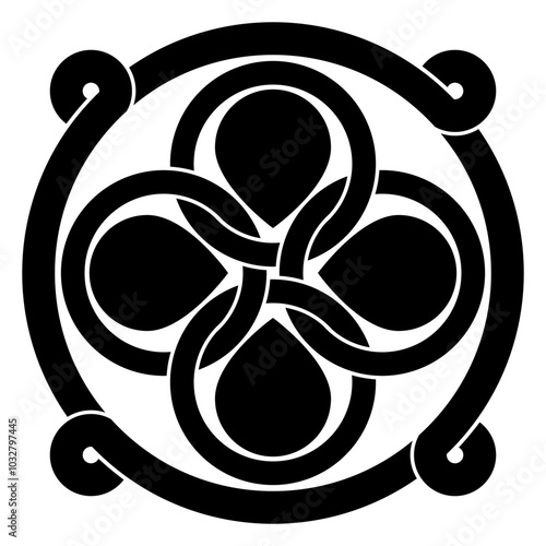 celtic knot georgian style isolated on white background logo tattoo icon. vector illustration.