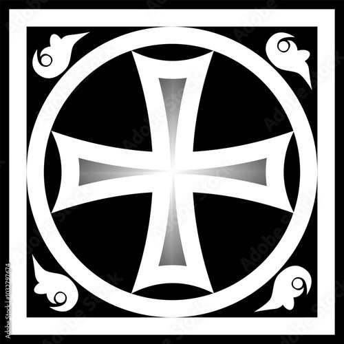 celtic knot georgian style isolated on black background logo tattoo icon. vector illustration.