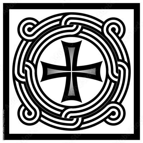 celtic knot georgian style isolated on white background logo tattoo icon. vector illustration.