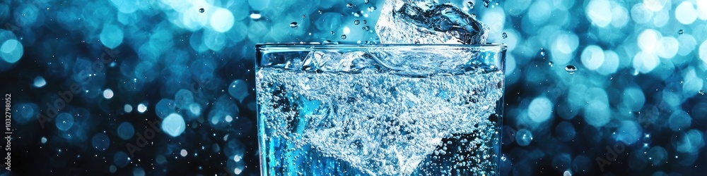 ice cubes fall into a glass. Selective focus ice cubes fall into a glass. Selective focus