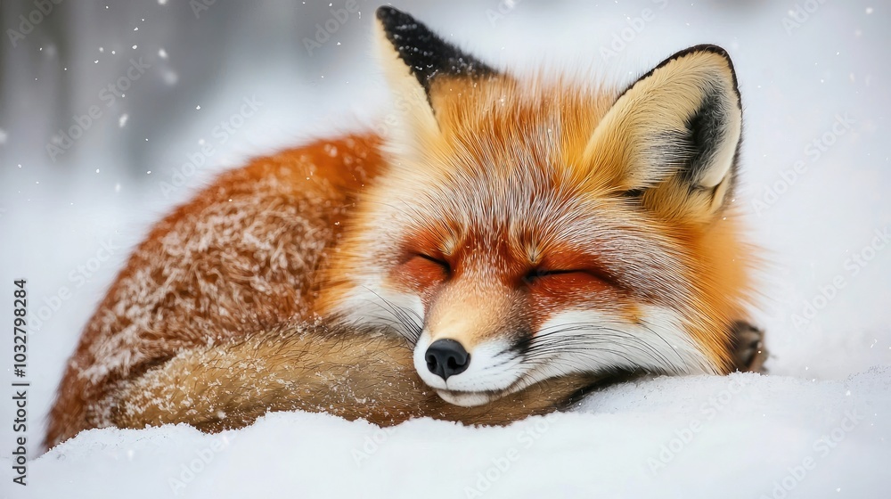 fox in the snowy forest. Selective focus fox in the snowy forest. Selective focus