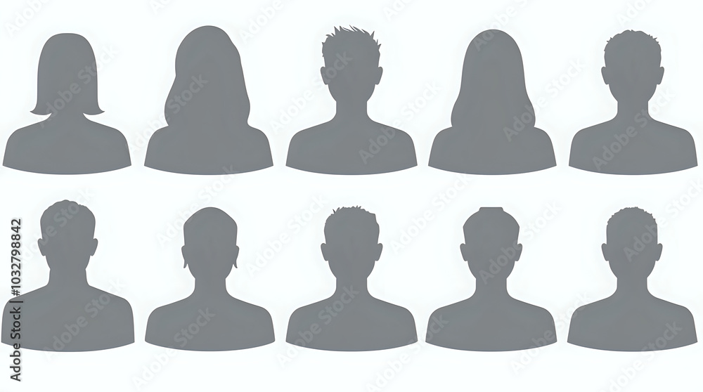 User profile icon set featuring profile people silhouettes, person avatars, and sign-up buttons. User profile icon set featuring profile people silhouettes, person avatars, and sign-up buttons.
