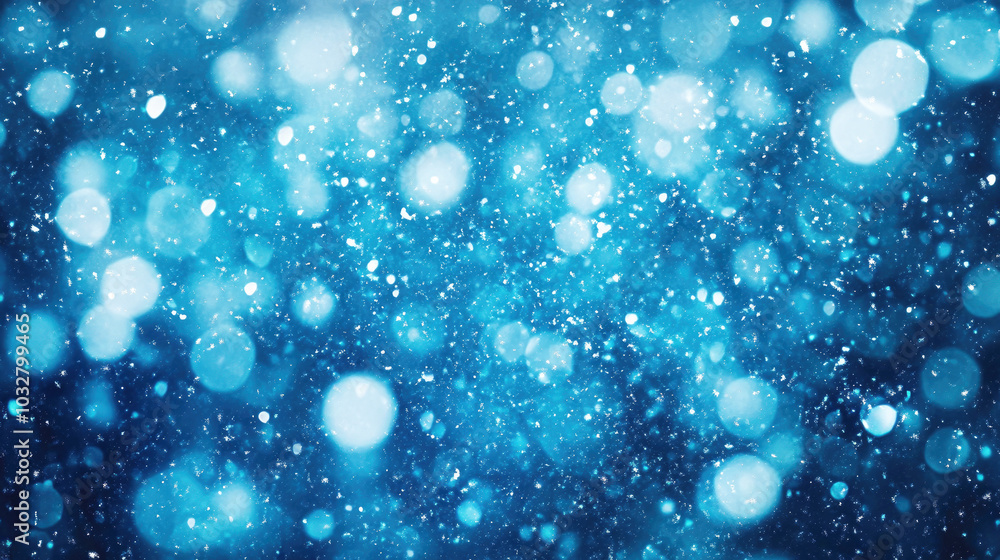 A magical and wintery blue background with sparkling snowflakes and bokeh lights. Motion blur. A magical and wintery blue background with sparkling snowflakes and bokeh lights. Motion blur.