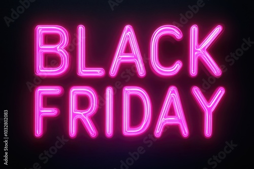 Glowing Pink Neon Black Friday Text on Dark Background