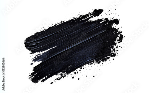 Black paint strokes  paint, roller, spatula, splash, brush  stain grunge isolated on transparent or white background. photo