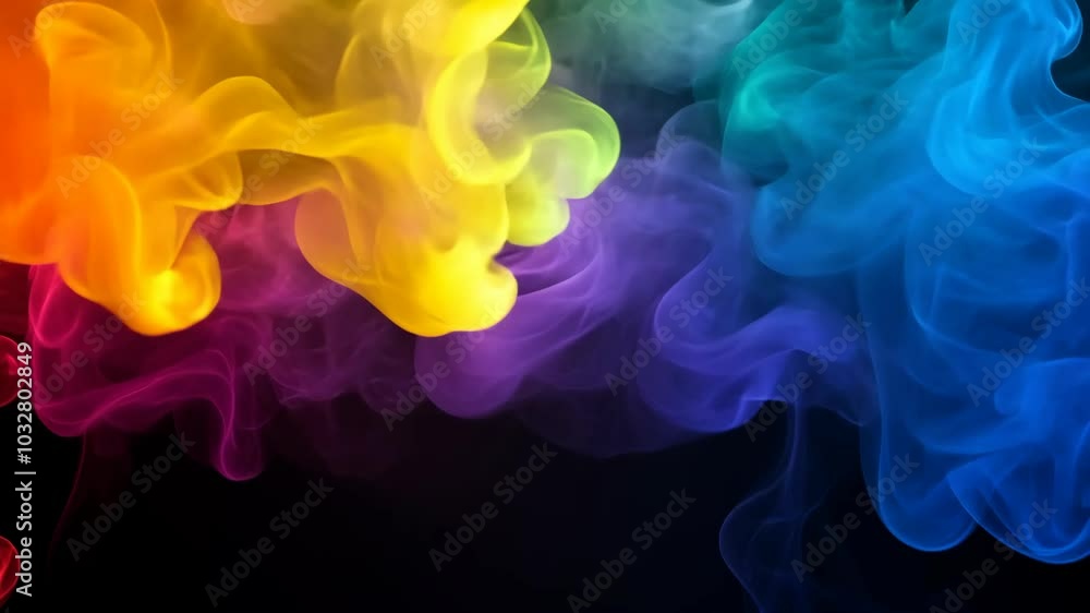 Colorful ink swirls in a dark background, creating a mesmerizing abstract pattern Colorful ink swirls in a dark background, creating a mesmerizing abstract pattern