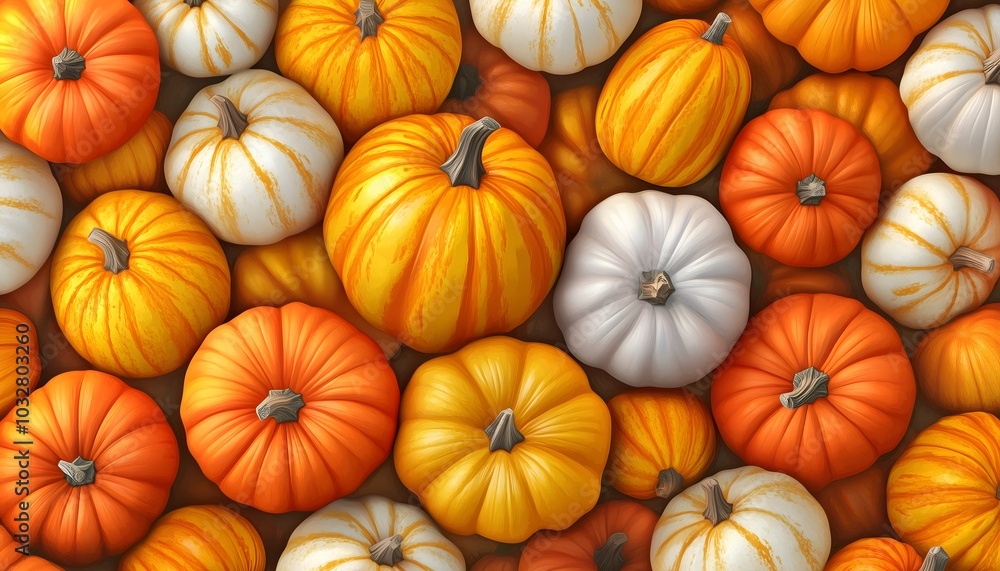 A colorful and seamless illustration of pumpkins A colorful and seamless illustration of pumpkins