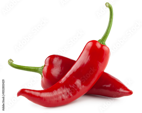 Red peppers on white background