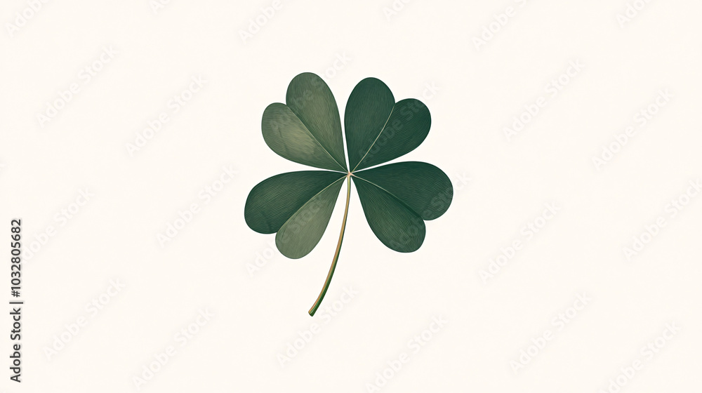 green four leaf clover isolated on white background