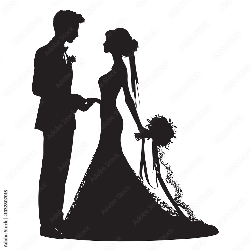 Wedding Couple silhouette on white background
Wedding Couple silhouette on white background