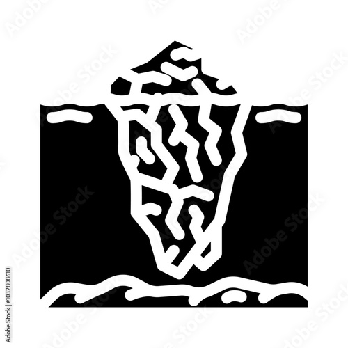 iceberg natural phenomena glyph icon vector. iceberg natural phenomena sign. isolated symbol illustration