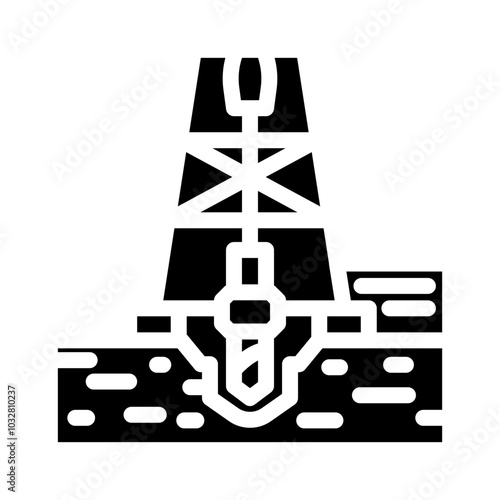 drilling oil industry glyph icon vector. drilling oil industry sign. isolated symbol illustration