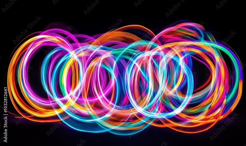 Abstract circles in neon light Abstract circles in neon light