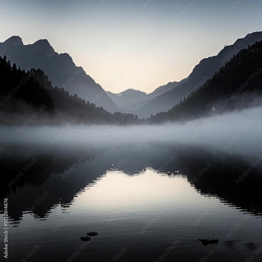 Mountains and lake, mirror image, calm image. Mountains and lake, mirror image, calm image.