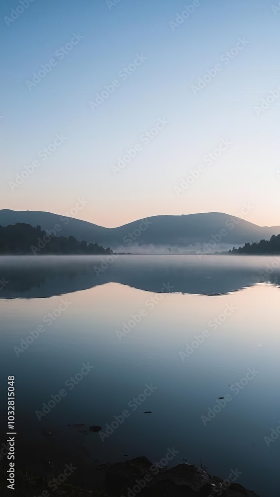 Fototapeta premium Mountains and lake, mirror image, calm image.
