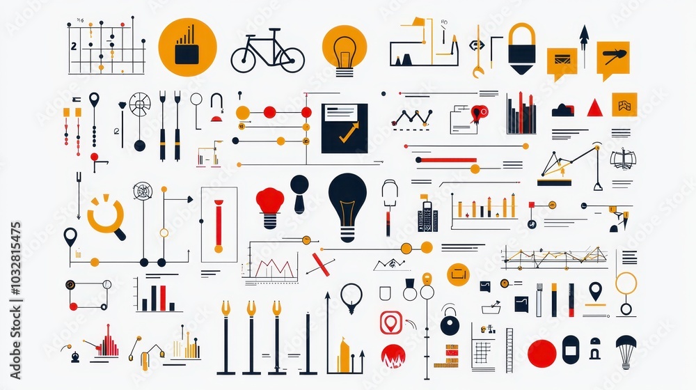 Naklejka premium Abstract Business Infographic Elements with Charts Diagrams and Icons