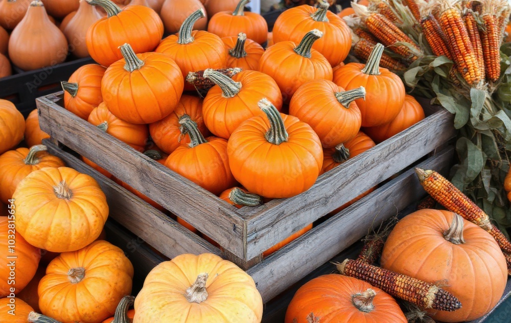 Autumn Pumpkins in a Rustic Crate Autumn Pumpkins in a Rustic Crate