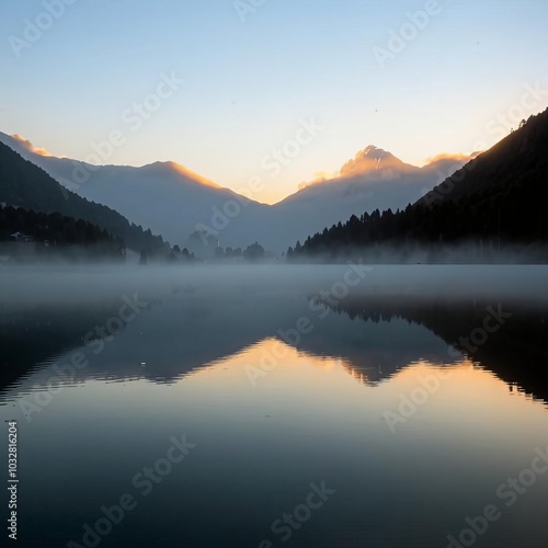 Wallpaper Mural Mountains and lake, mirror image, calm image. Torontodigital.ca