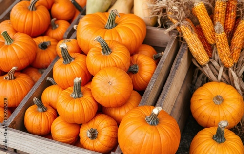 Autumn Pumpkins in a Rustic Crate