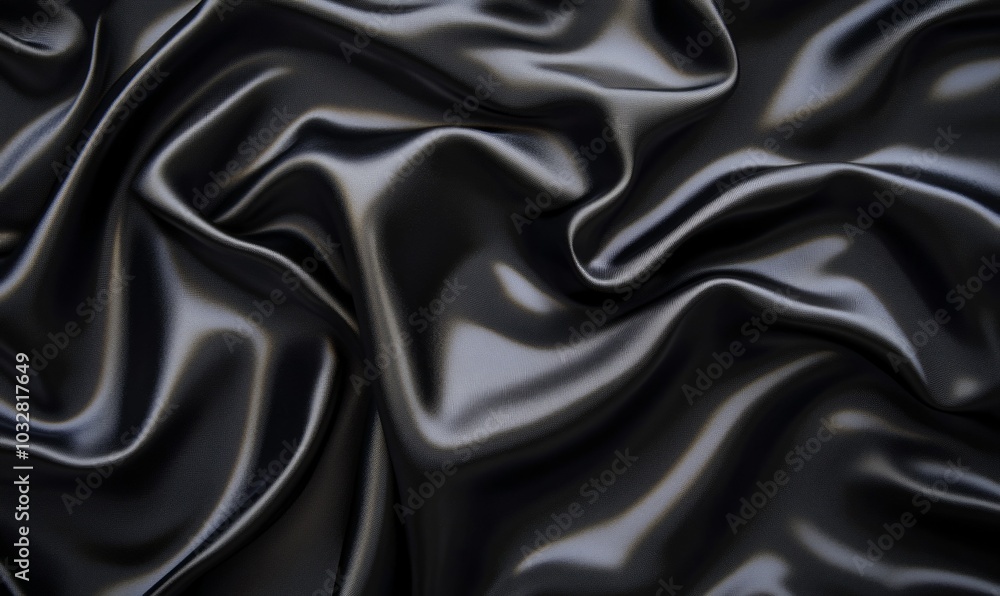 This image showcases an elegant black satin fabric with luxurious waves creating a smooth texture perfect for background use This image showcases an elegant black satin fabric with luxurious waves creating a smooth texture perfect for background use