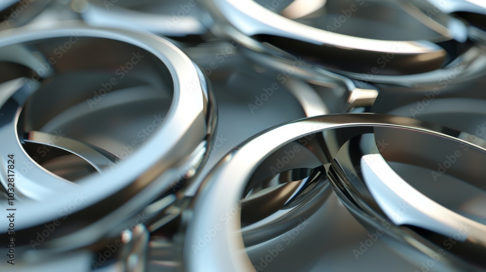 Abstract Close-Up of Interlocked Metallic Rings with Reflective Surface Design Abstract Close-Up of Interlocked Metallic Rings with Reflective Surface Design