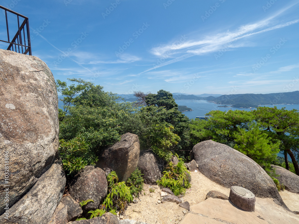 Fototapeta premium Onoseto strait seen from the top of Mount Misen, Japan