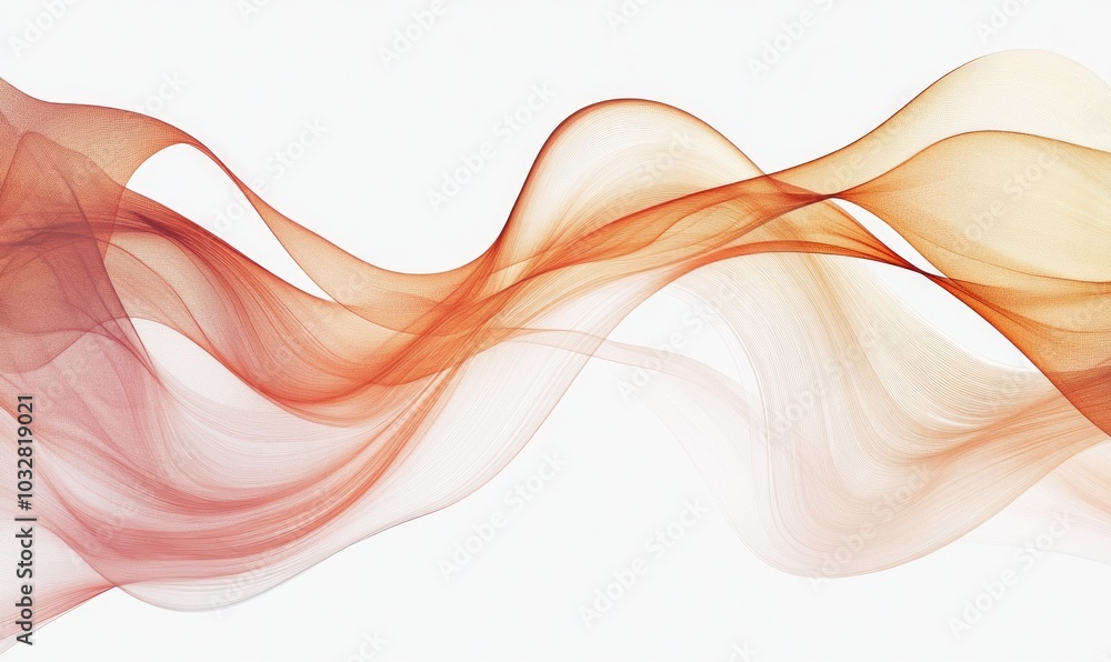 Warm-colored abstract smoke waves that evoke a sense of freedom and creativity on a clean white background Warm-colored abstract smoke waves that evoke a sense of freedom and creativity on a clean white background