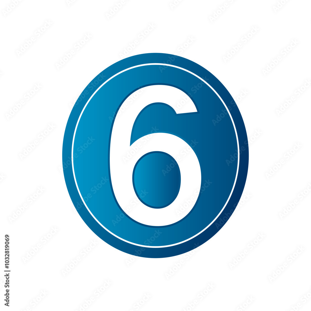Button with number six on white background. Vector illustration. Button with number six on white background. Vector illustration.