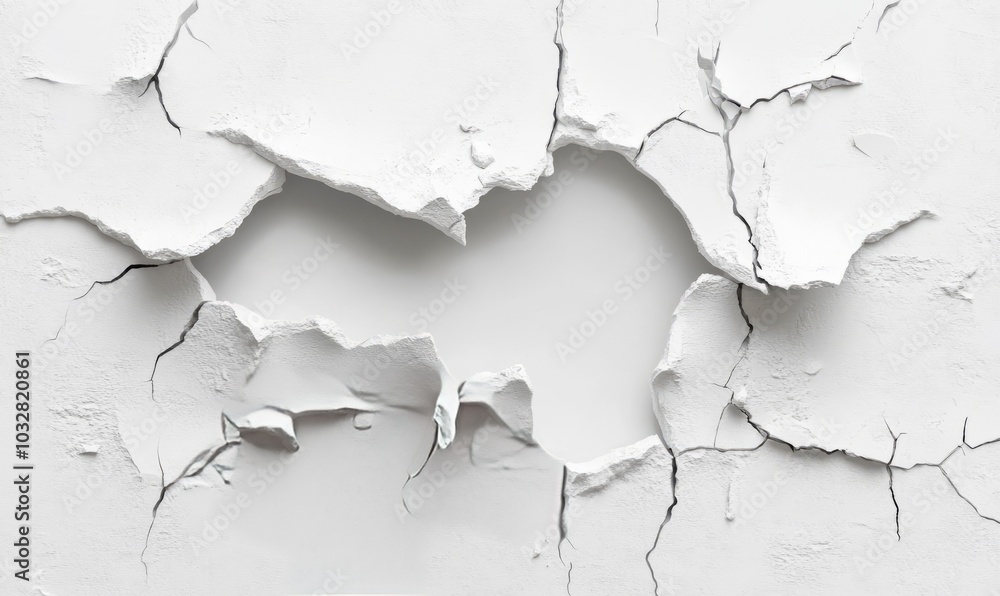 Obraz premium Broken hole white wall texture background fracture