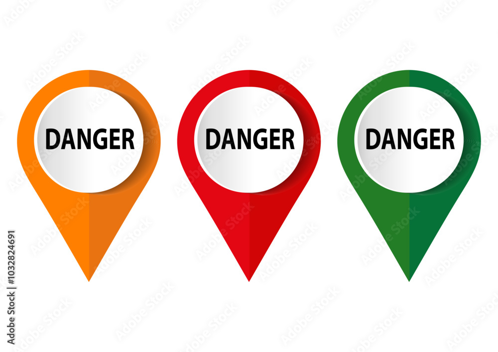 Danger sign isolated on white background. Vector illustration Danger sign isolated on white background. Vector illustration