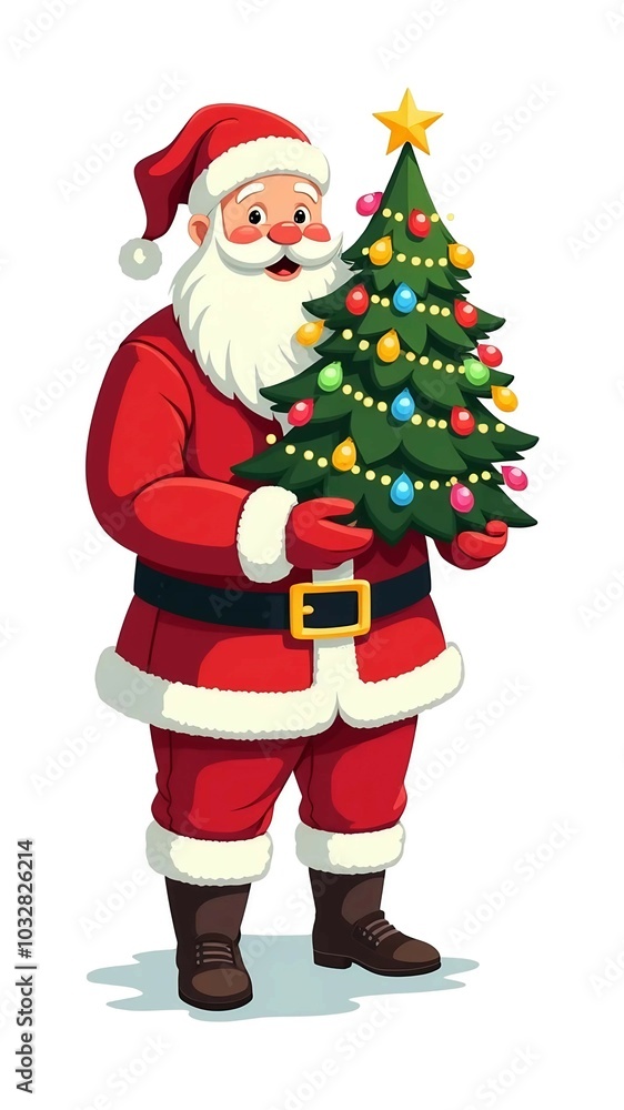 santa claus and christmas tree illustration santa claus and christmas tree illustration