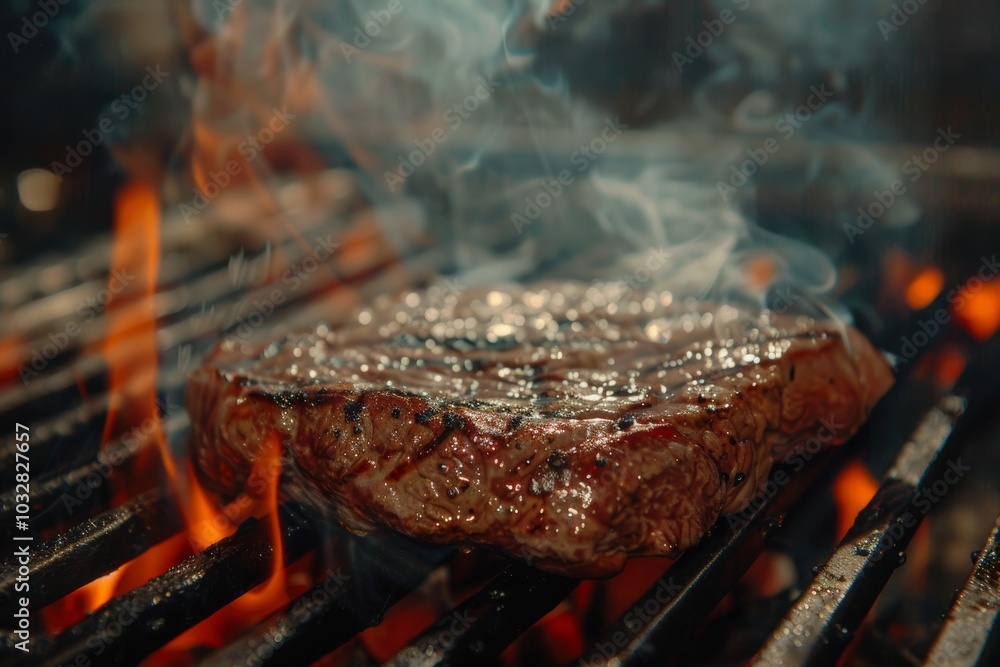 Grilled to perfection: Juicy steak over open flame with intense heat and rich smoke Grilled to perfection: Juicy steak over open flame with intense heat and rich smoke