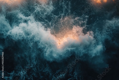 Wallpaper Mural Abstract Aerial View of Ocean Water with Whitecaps and Light Torontodigital.ca