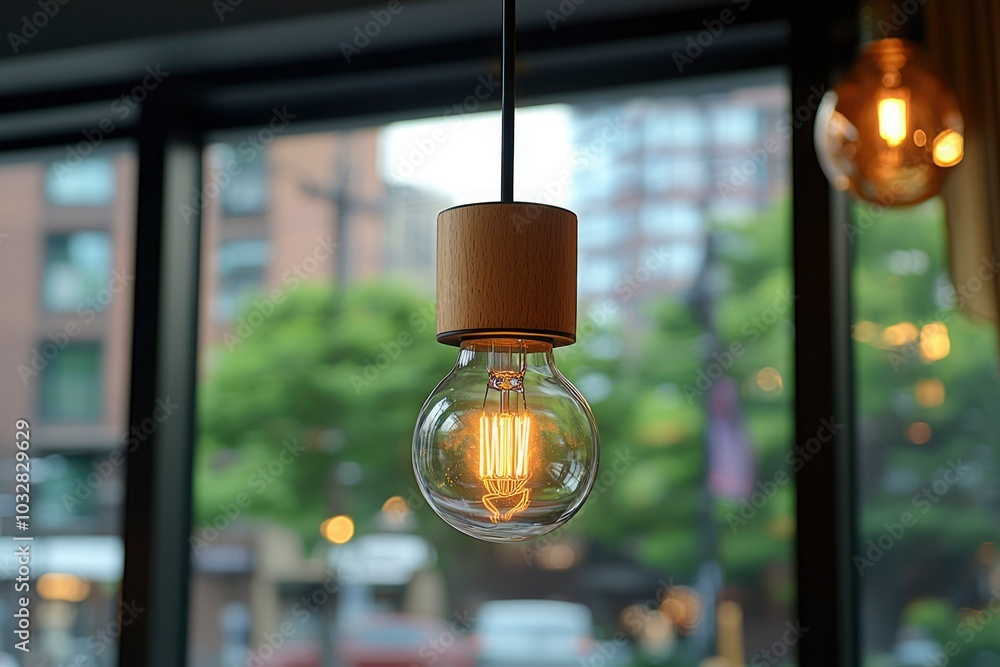 A Close-Up of a Glowing Lightbulb Hanging from a Wooden Ceiling Fixture A Close-Up of a Glowing Lightbulb Hanging from a Wooden Ceiling Fixture