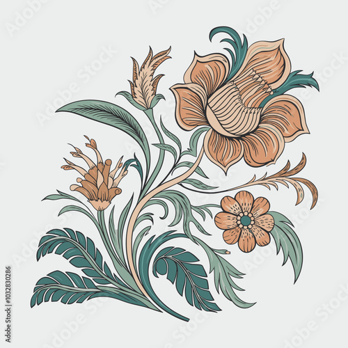 Mughal Floral Motif Vector