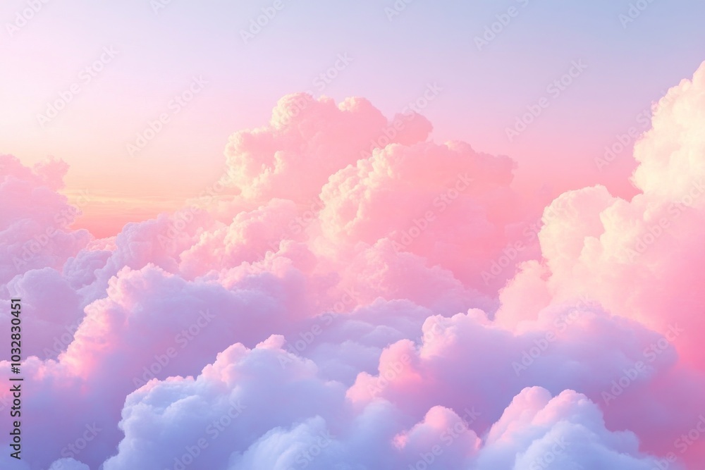Pink and Purple Clouds at Sunset, Aerial View Pink and Purple Clouds at Sunset, Aerial View