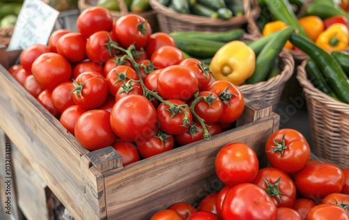 Vibrant Red Tomatoes in a Rustic Crate