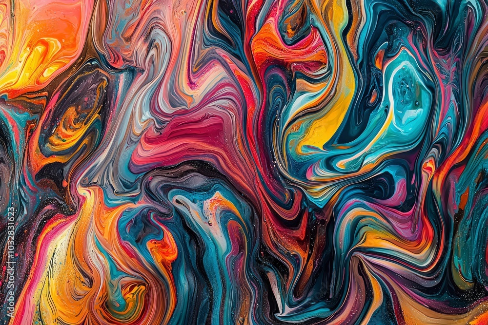 Abstract Swirling Paint in Vibrant Hues Abstract Swirling Paint in Vibrant Hues