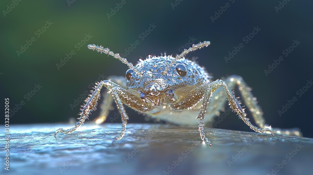 Shiny Macro Beetle Close-up with Detailed Exoskeleton and Hairs - Nature's Intricate Beauty Revealed Shiny Macro Beetle Close-up with Detailed Exoskeleton and Hairs - Nature's Intricate Beauty Revealed