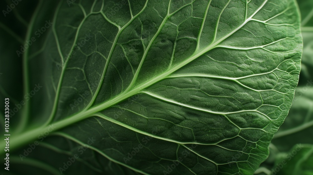Lush Macro Shot of Vibrant Cabbage Leaf with Detailed Veins and Rich Green Color - Nature's Beauty Up Close Lush Macro Shot of Vibrant Cabbage Leaf with Detailed Veins and Rich Green Color - Nature's Beauty Up Close