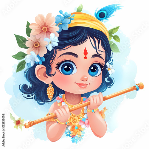 Cute Young lord Krishna Generated with AI