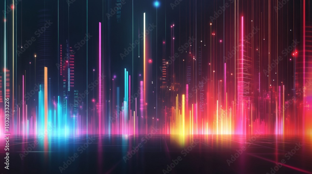 A vibrant, digital representation of sound waves with neon colors against a dark backdrop, suggesting energy and movement. A vibrant, digital representation of sound waves with neon colors against a dark backdrop, suggesting energy and movement.