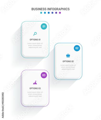 Vertical progress bar featuring 3 arrow-shaped elements, symbolizing the three stages of business strategy and progression. Clean timeline infographic design template. Vector for mobile presentation.