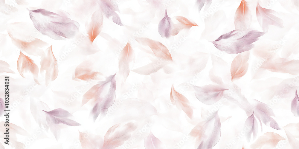 Seamless texture background with delicate pastel leaves in soft hues Seamless texture background with delicate pastel leaves in soft hues