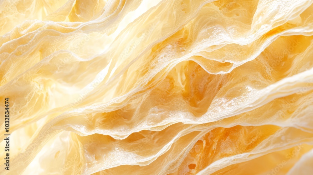 Delicious Freshly Baked Croissant with Flaky Layers and Golden Surface Close-Up Shot Delicious Freshly Baked Croissant with Flaky Layers and Golden Surface Close-Up Shot