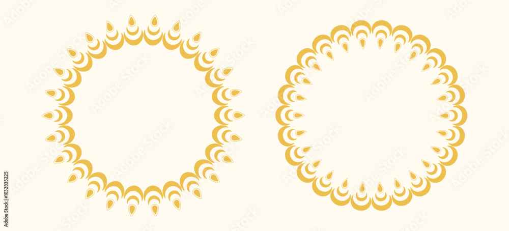 Decorative frames in Arabic style with Crescent motifs for celebrations, invitations, cards, or Islamic decorative themes Decorative frames in Arabic style with Crescent motifs for celebrations, invitations, cards, or Islamic decorative themes