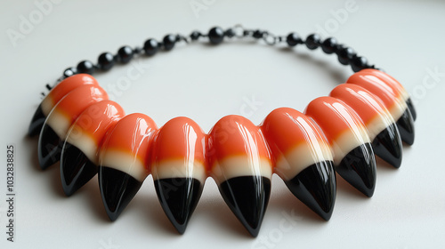 A Candy Corn Vampire Fang Necklace