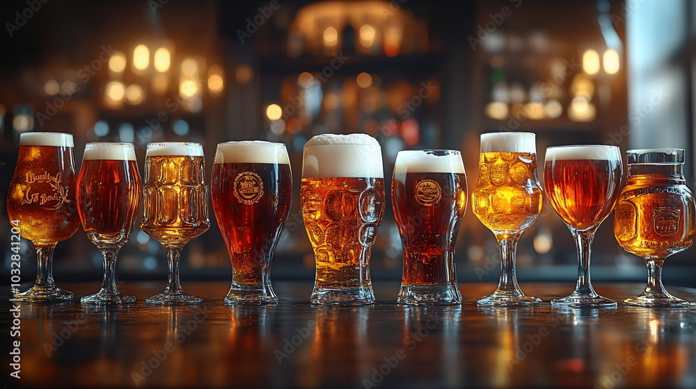 Celebration of Craft Beer in Diverse Glassware Display