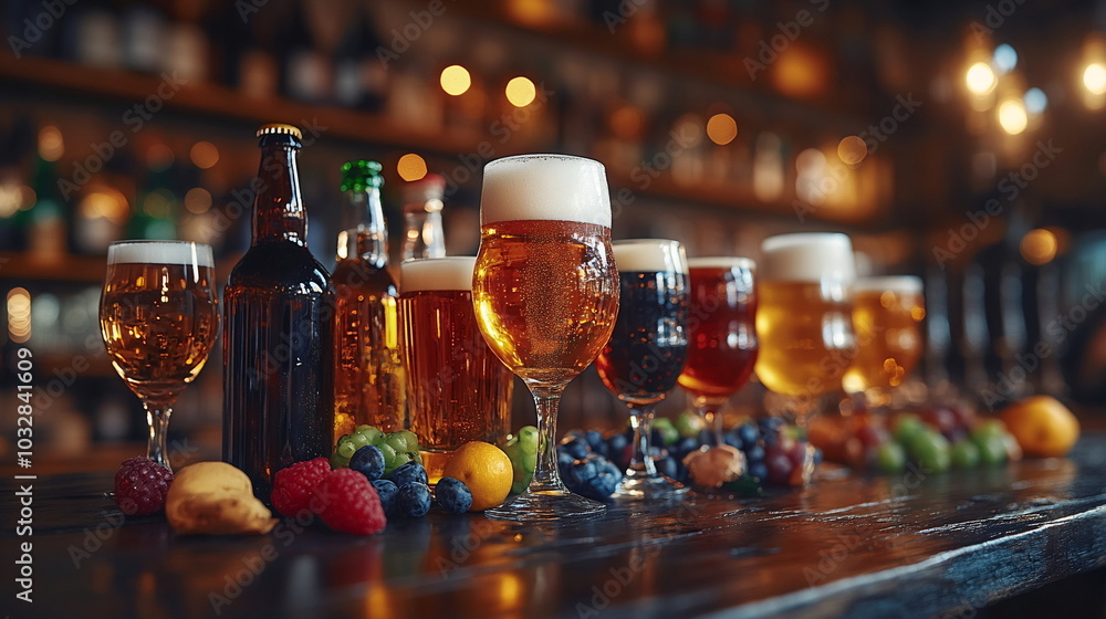 Celebration of Craft Beer in Diverse Glassware Display Celebration of Craft Beer in Diverse Glassware Display