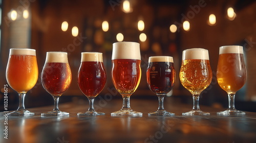 Celebration of Craft Beer in Diverse Glassware Display